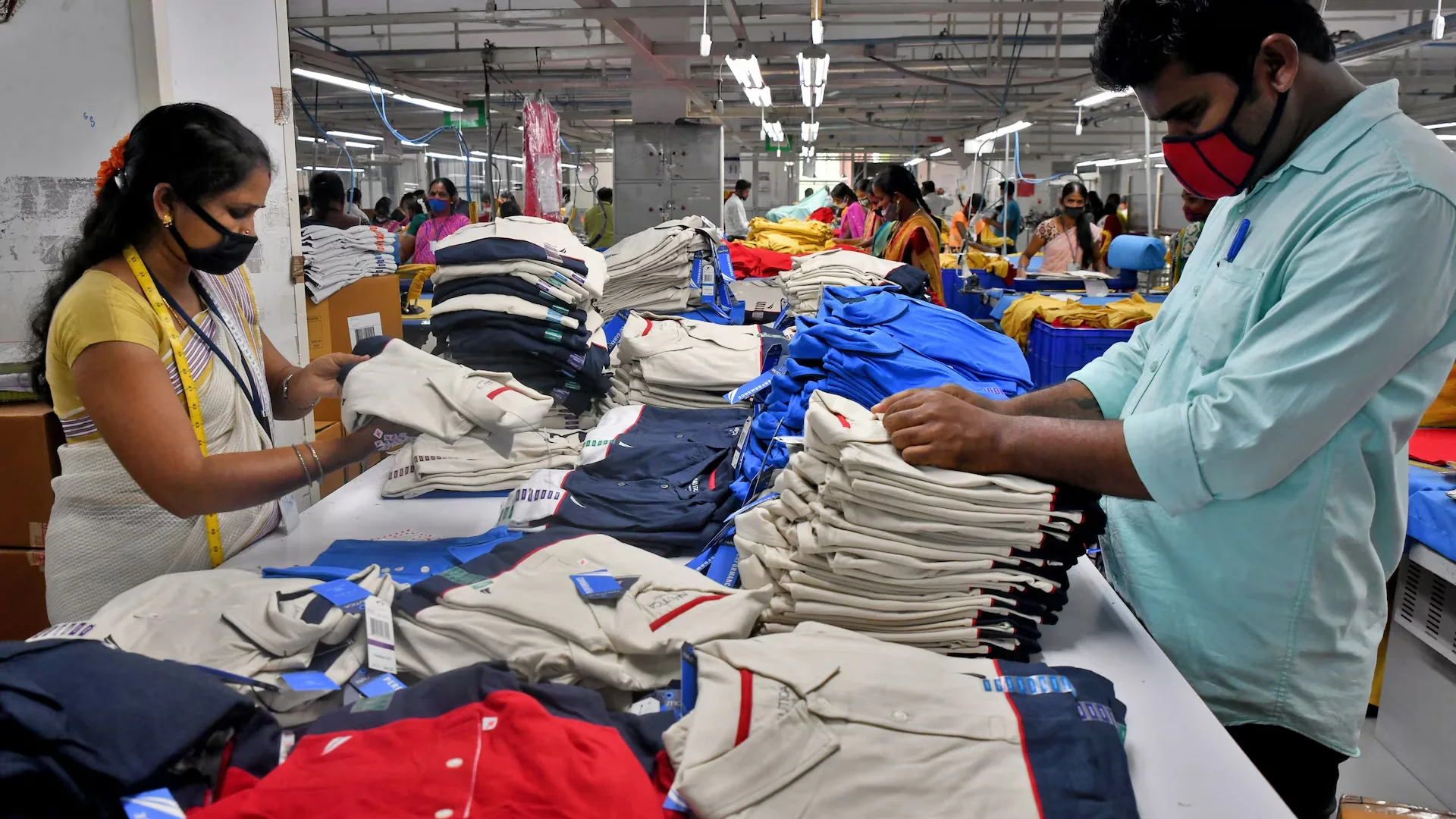 Finishing and packing at a garment manufacturing facility